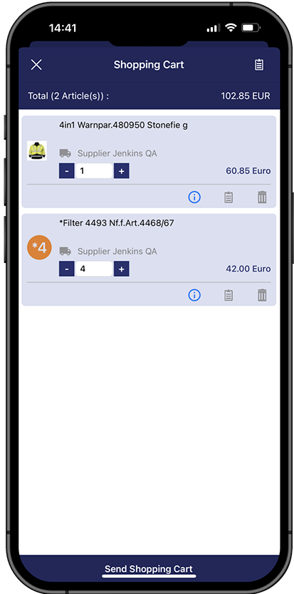 Fill in order data